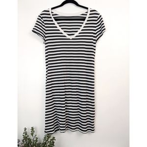 Banana Republic Striped V-Neck T-Shirt Dress